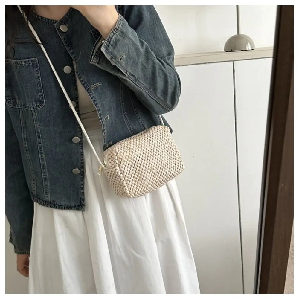 Trendy Women Summer Woven Crossbody Bag Ladies Straw Handbag Holiday Shoulder Bags
