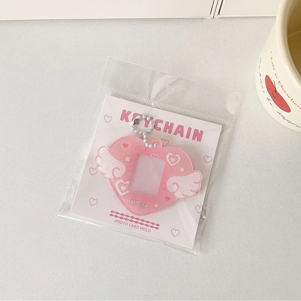 Tragbarer Fotokartenhalter aus Acryl mit glitzerndem Stern, Schlüsselanhänger, 2,5 cm, Ausweishülle für Studenten, Kpop Idol, Fototasche, langlebige Kartenaufbewahrung