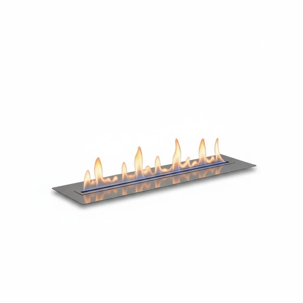 Smart Bioethanol Fireplace Insert, 800mm Stainless Steel Linear Ethanol Burner with Ceramic Wool, Ventless Indoor Fireplace