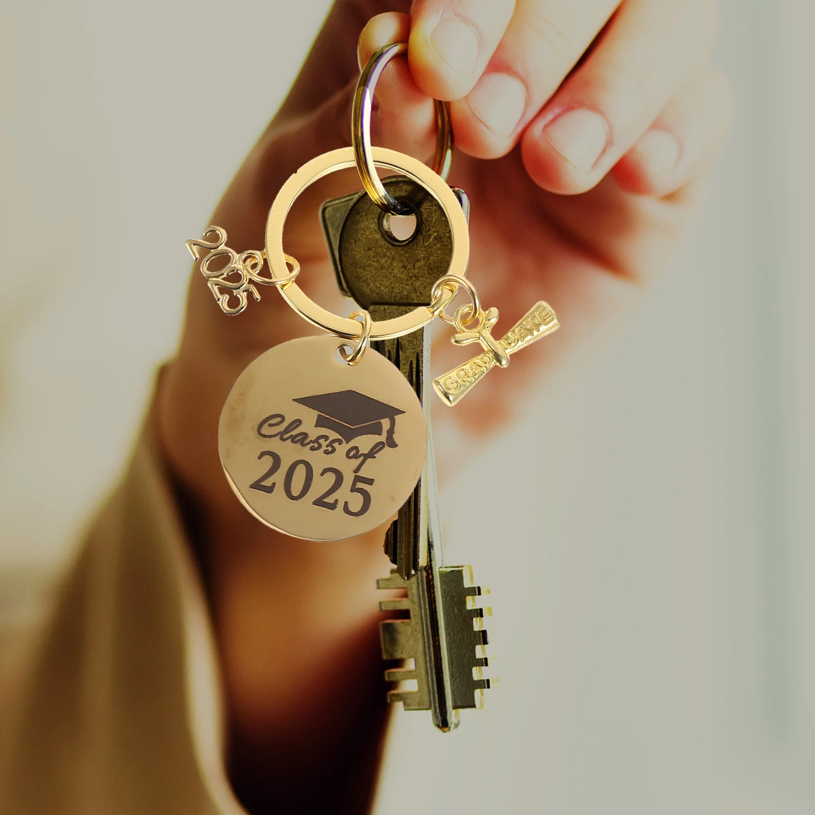 

3 Pcs 2025 Graduation Keychain Stainless Steel Class Souvenirs Practical Bag Hanging Ornaments Gifts For Students