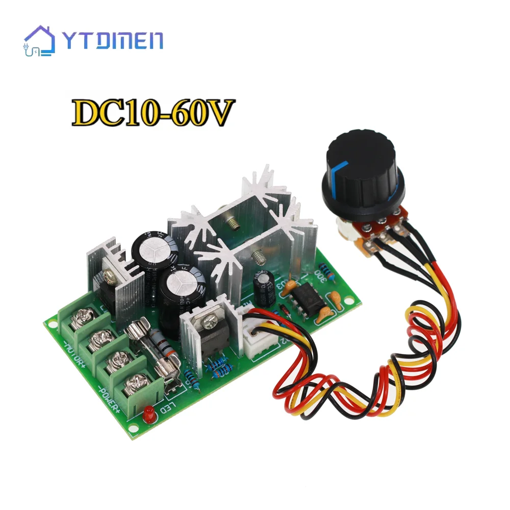 DC 10-60V PWM Motor Speed Controller 20A High-Power Drive Module  for 12V 24V 36V 48V DC Motor