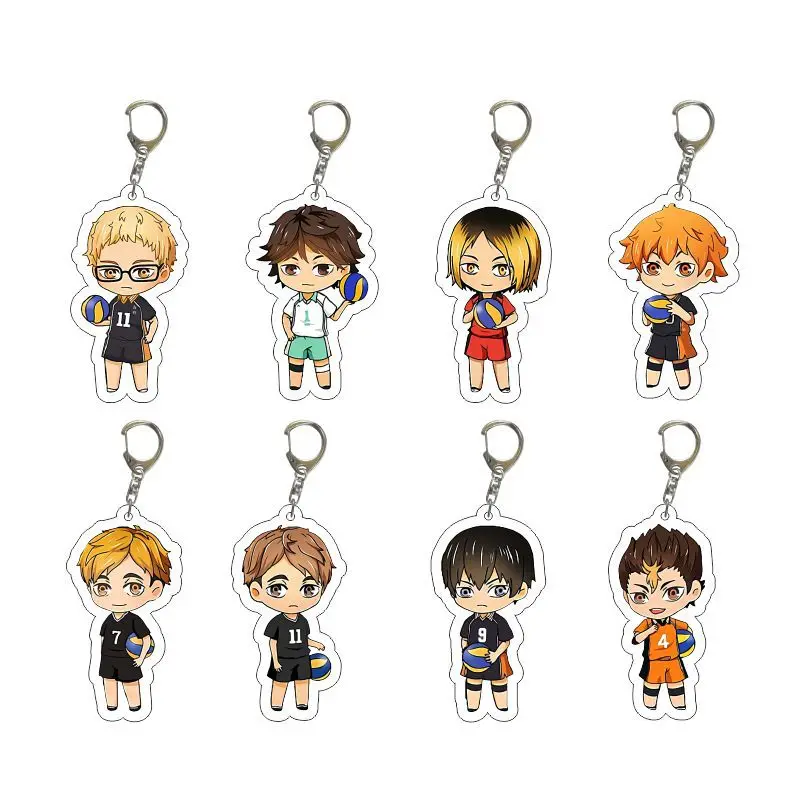 4-16 stücke Haikyuu!! Schlüssel bund Cosplay Volleyball Junge Schlüssel anhänger Hinata Shoyo Kageyama Tobio Cartoon Figuren Schlüssel ring Anhänger