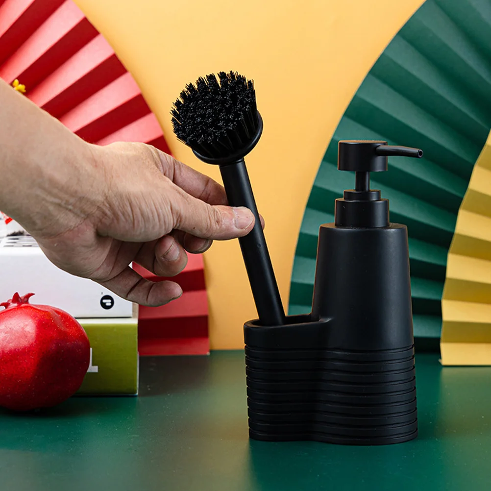 

1 set 1 Set Of Soap Dispenser With Cleaning Brush Resin Lotion Pump Bottle For Bathroom Kitchen Hand Soap Face Wash Body