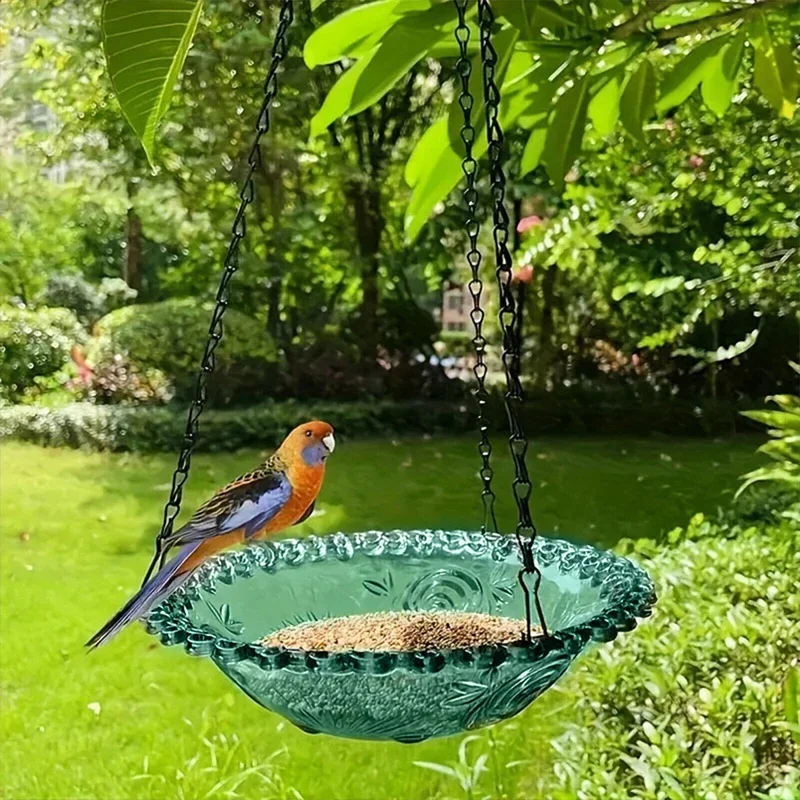 

1PCS Hanging Bird Feeder Birdhouse Bird Feeding Dish Tray Hanging Bird Feeder Bath with Chain Home Garden Yard Patio Decoration