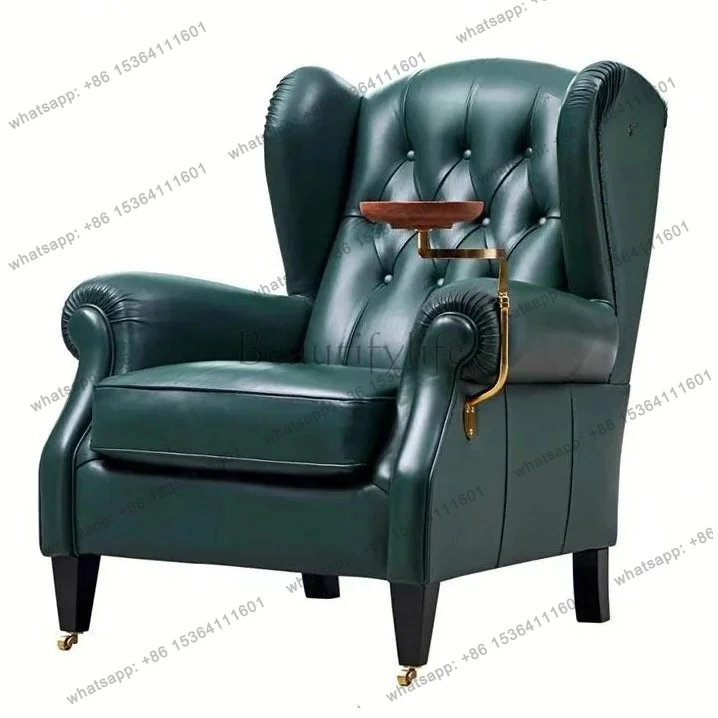 Modern American medieval retro oil wax leather single sofa chair high-end living room home chair