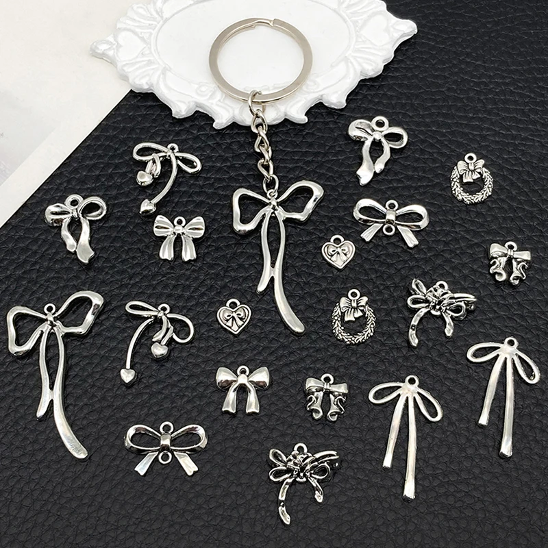 20pcs 10 Types Bowknot Mixes Diy Alloy Hollow Cute Pendant Charm Handmade Necklace Bracelet Earrings Jewelry Accessories