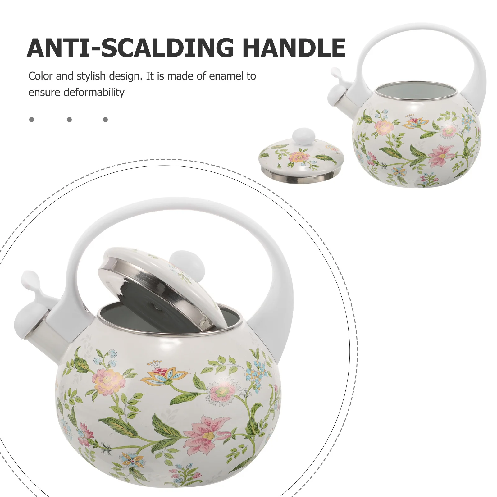 

Vintage Enamel Tea Kettle Stovetop Fast Boil Thickened Body Suitable for Induction Gas Ceramic Cooktops Elegant Design