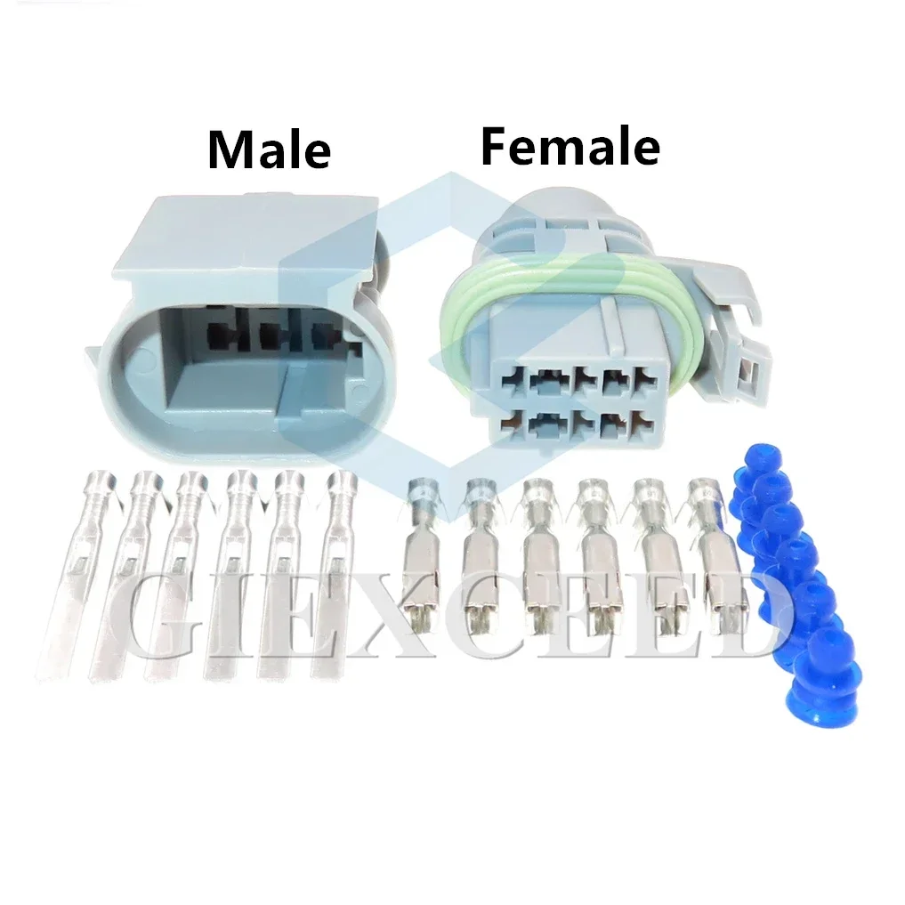 6 Pin Grey Male Female Docking Waterproof Socket 3.5 Series Automobile AC Assembly Electric Wire Connector