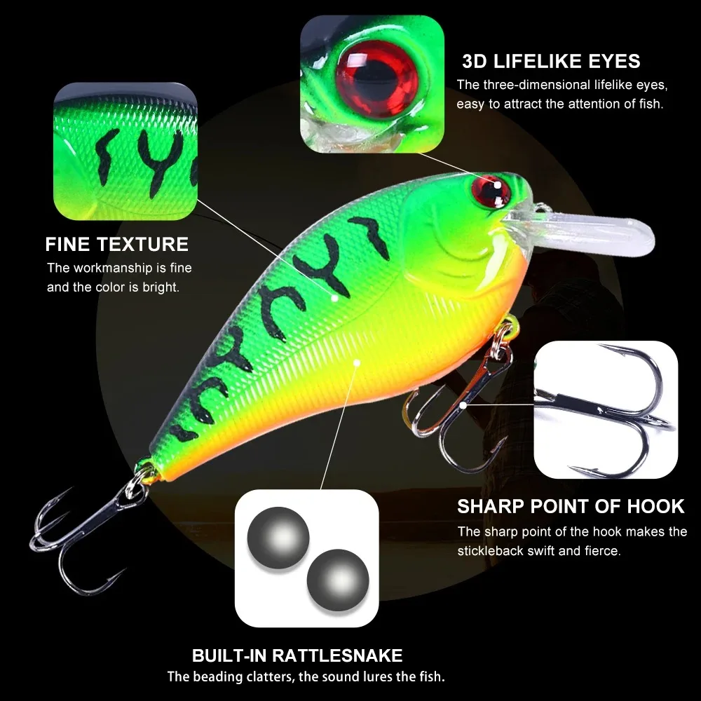 6 uds crankbaits señuelo de Pesca Wobbler Minnow cebo de plástico Artificial duro lubina Pesca Swimbait aparejos de Pesca de carpa - imagen 3