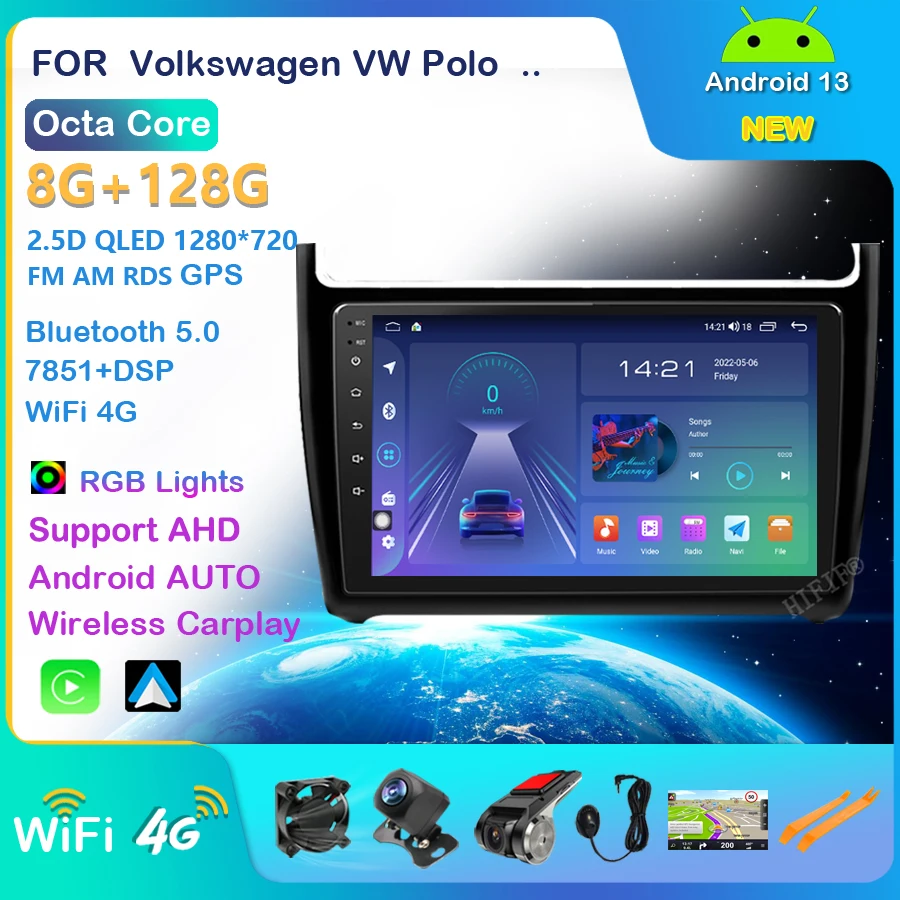 

9" 2din 4+64G DSP Carplay Android 13 Car Radio Multimedia Video Player GPS Navigation For Volkswagen VW Polo 2008-2015 Head Unit