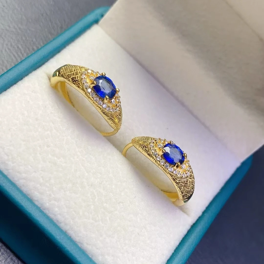 

Fine Jewelry Natural Royal Blue Sapphire Women's Earrings S925 Pure Silver Exquisite Inlaid Super High Clarity Gem Support Test