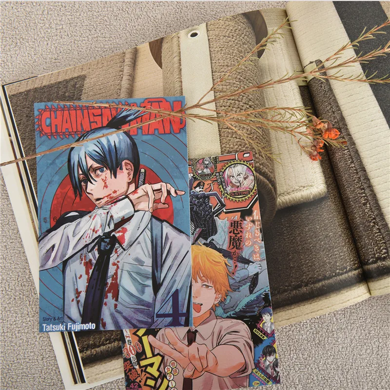 10 قطعة انمي ياباني بالمنشار الرجال شخصية المشارك ملصق بطاقة بريدية هدية المنزل غرفة الدراسة جدار خلفية ديكور صور اللوحة #4