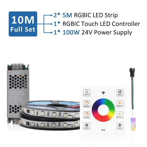 WS2811 RGB IC Running Water Flowing Strip Lights DC 24V 5050 60Leds RGBIC Flexible Ribbon RF Touch Remote Control LED Lighting - Image 12
