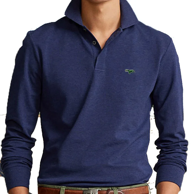 High Quality 100%Cotton Embroidery Small LOGO Mens Polos Shirts Casual Clothing Sportswear Long Sleeve Hommes Fashion Male Tops