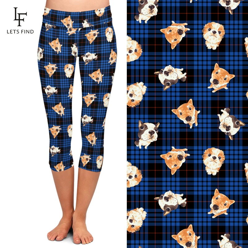 Fashion Women Capri Leggings Elastic Animals Print Dog  Digital Printed Mid-Calf Pants High Waist  Hot Sale