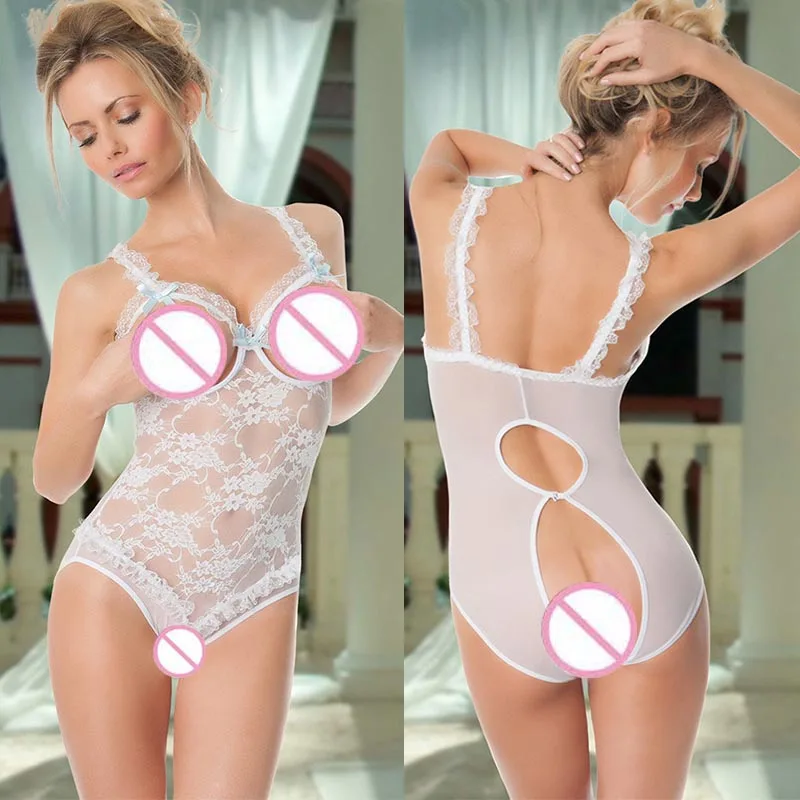 Открытая промежность Боди Ролевая игра Наряды Женщина Сексуальное Нижнее белье Вырезы на груди Кружевное Нижнее белье Эротический Комбинезон Без спины Порно Пижама Секс Набор