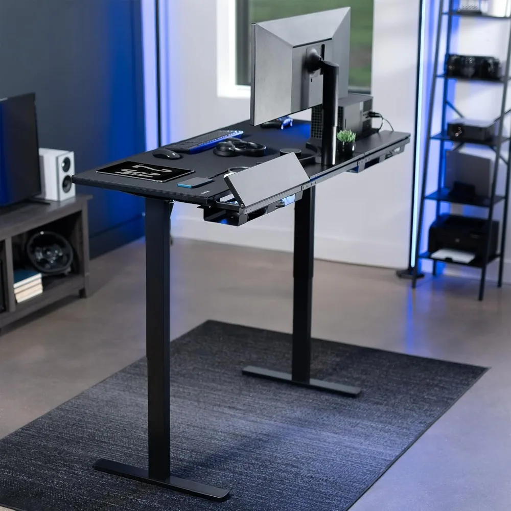 60 x 30 inch Standing Desk Workstation with Concealed Cable Trays and Full-Size Mouse Pad, Memory Controller Height Adjustment