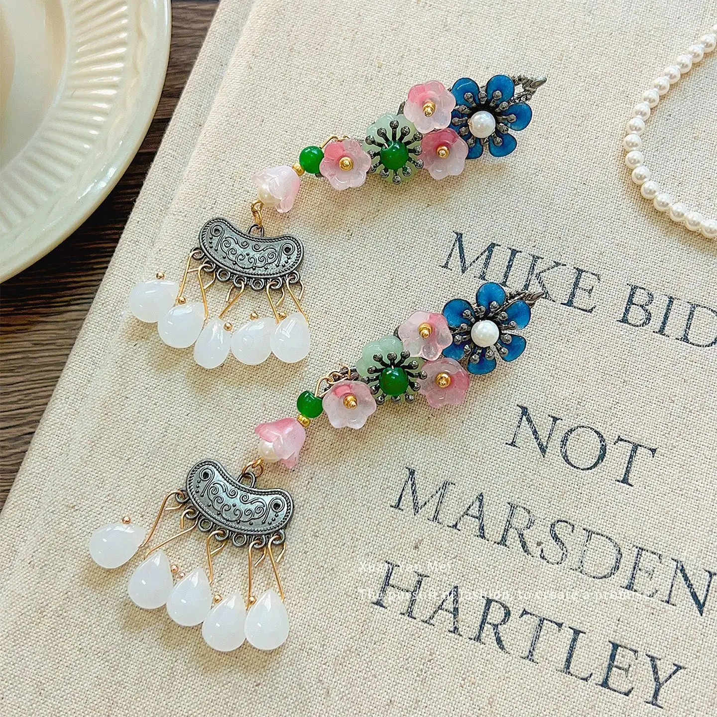 1 Paar Vintage-Haarspangen, trendige handgefertigte Haarnadeln mit Blumenquasten, Hanfu-Kleid, exquisite Kopfbedeckungen, eleganter Schmuck, Haar-Accessoires – Detail 10
