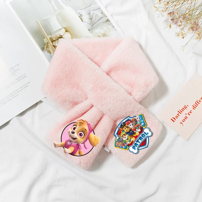 Paw Patrols Plush Neckerchief for Kids New Scarf Kawaii Chase Skye Puppy Figure Print Winter Warm Wrap Apparel Accessories Gift