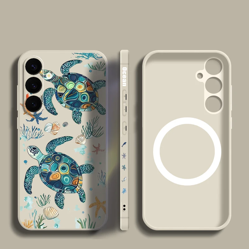 Sea Turtle Print Magnetic Phone Case For Samsung Galaxy S26 S25 S24 Ultra S23 S24 S25 FE S22 Plus For Magsafe Soft TPU Cover - view 2