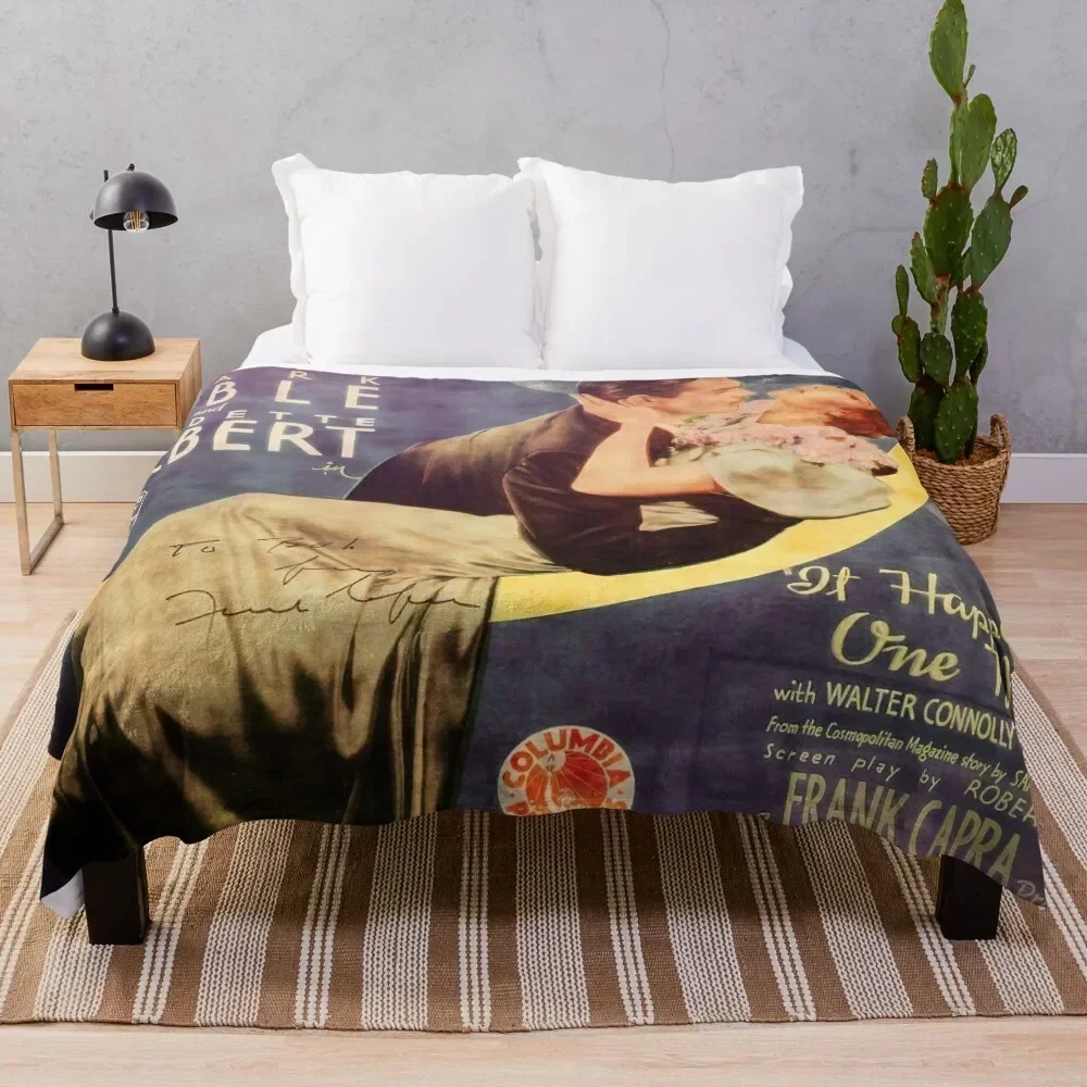 

1937 CLARK GABLE - IT HAPPENED ONE NIGHT GENUINE LOBBY CARD - 2021 'BURNING DUST' COLORIZATION Throw Blanket