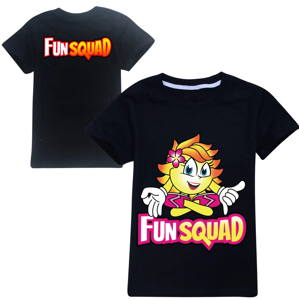 New Children boys Fun Squad Cotton T-shirt Pullover Leisure Fashion Kids Girls Tops Christmas Gift 2022 Summer Clothes For Kids