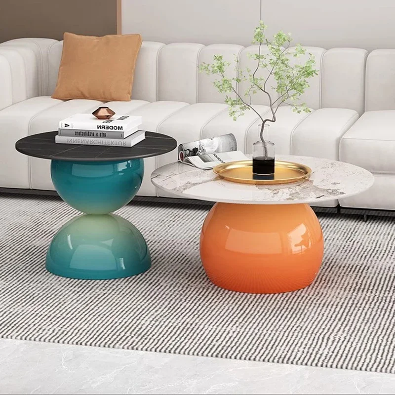 Metal Stone Minimalist Coffee Table Set  French Mobile Side Table Living Room Regale Mesa Centro Home Decoration