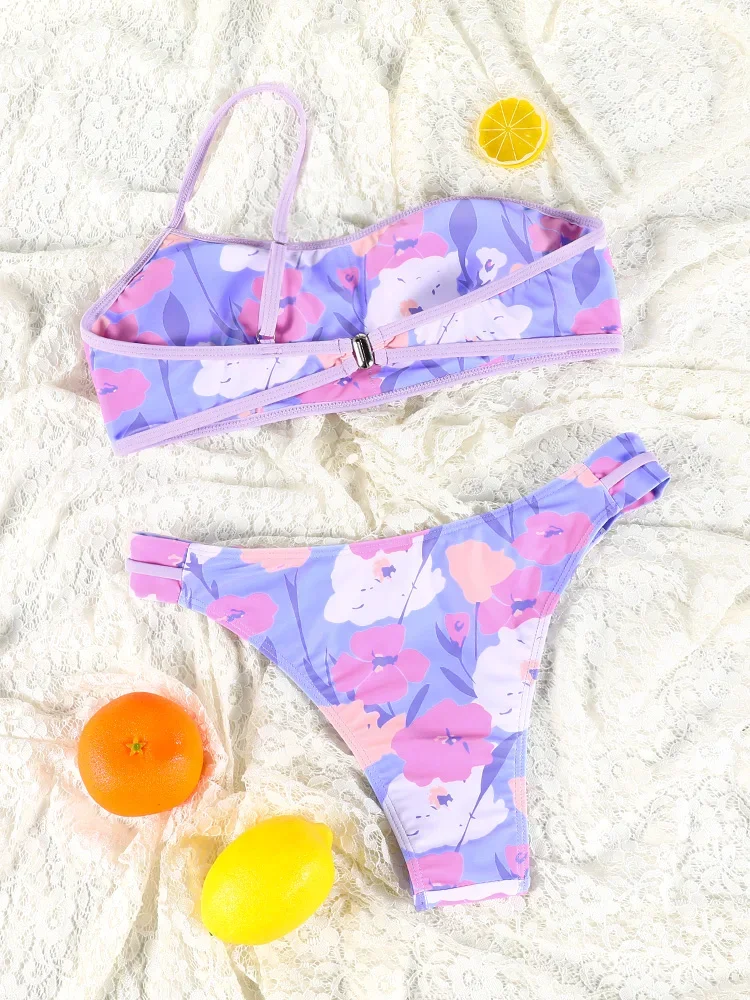 Ein-Schulter-Bikini, zweiteilige Anzüge, Damen-Badeanzug, bedruckte Badebekleidung, Badebekleidung, Badeanzüge mit hoher Taille, 2025, Sommer-Biquini