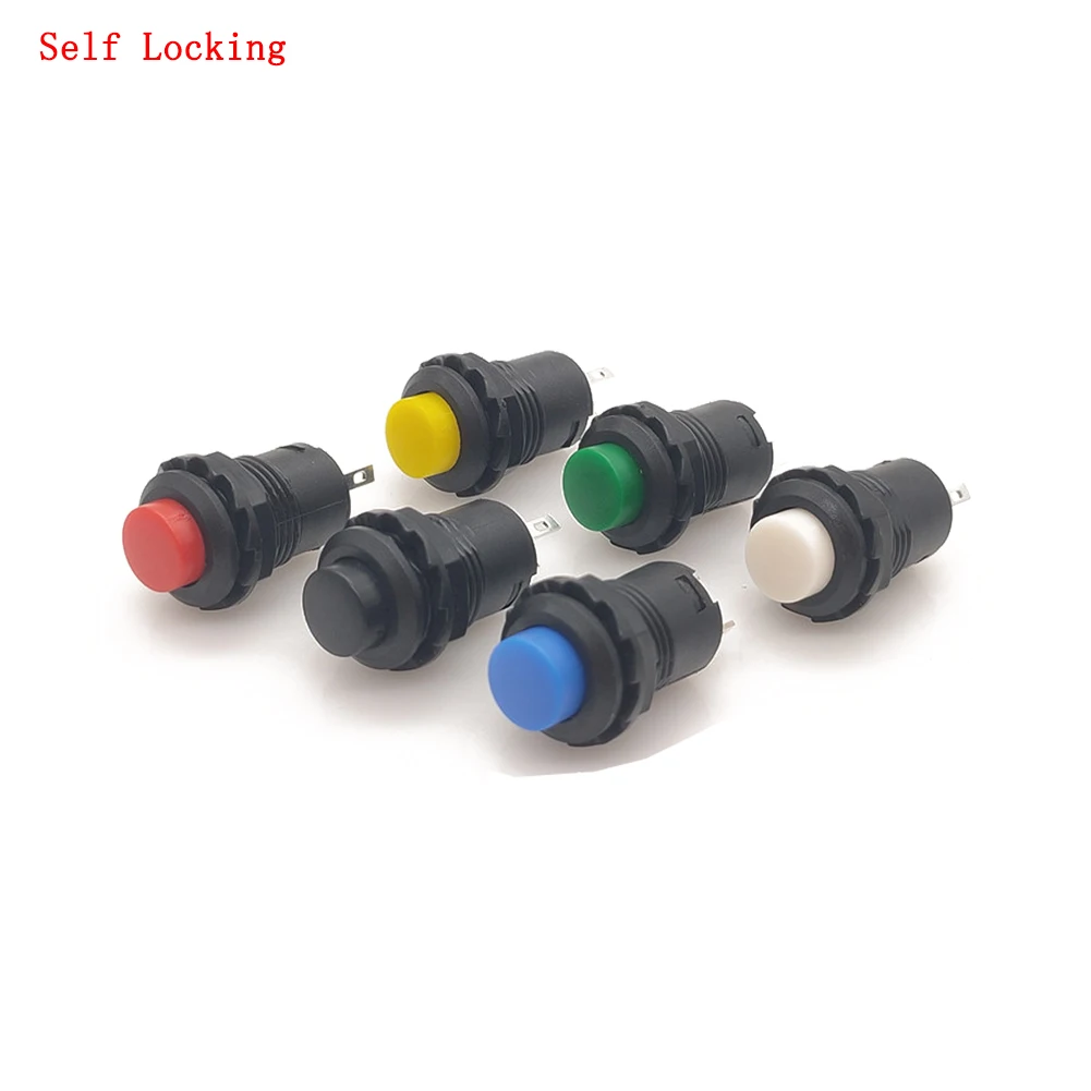 6Pcs Self-Lock/Momentary Pushbutton Switches DS427 DS428 12mm OFF-ON Push Button Switch 3A/125VAC 1.5A/250VAC Power Switch