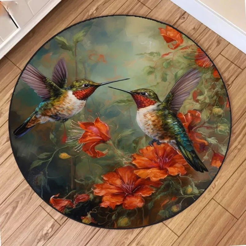 Waterproof Retro Mandala Round Rugs Machine Washable Stain-Resistant Non-Slip Polyester Floor Mat for Living Room Decoration