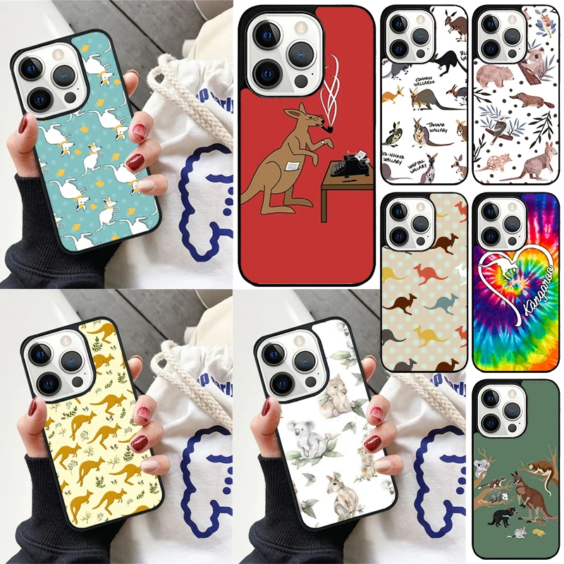 Cute Kangaroo Cover For iPhone 16 13 14 15 Pro Max 12 Mini 11 15 Pro Max 6 7 8 Plus Max SE 2020 Phone Case