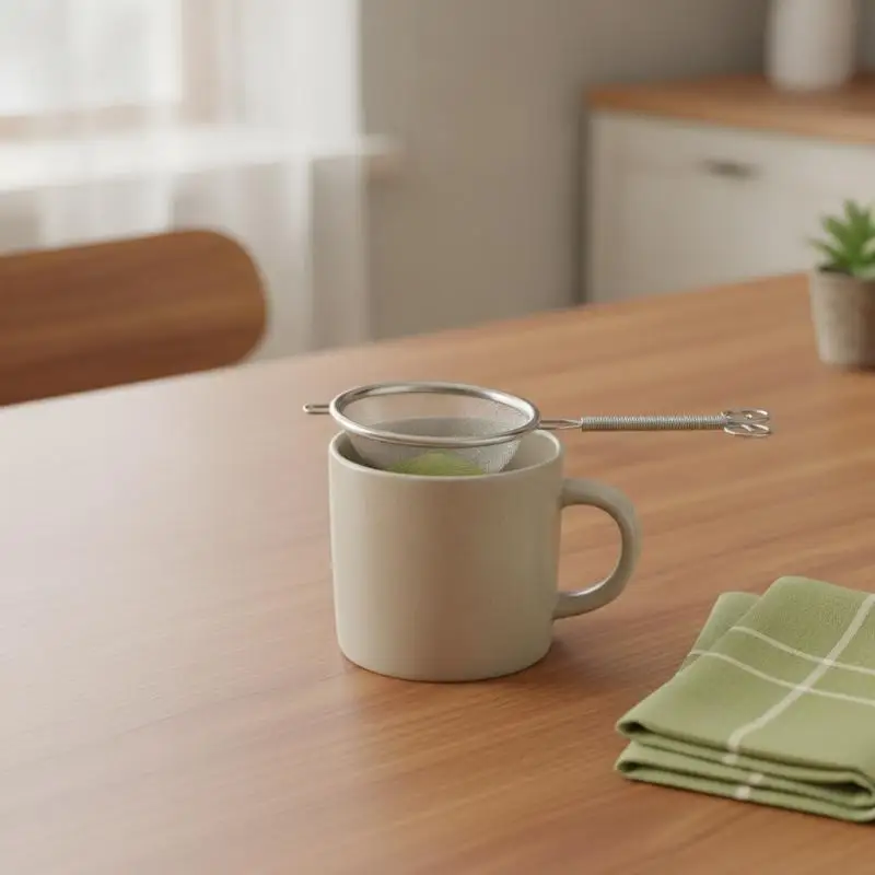 Stainless Steel Fine Mesh Tea Strainer Rust-Proof Teapot Handle Suitable for Matcha Cocktail Coffee Bar Home Use
