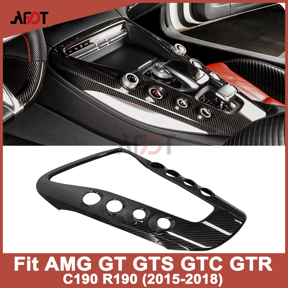 Adesivo de painel central em fibra de carbono real para Mercedes-Benz AMG GT C190 R190 GTS GTC GTR 2 portas 2015-2018, acessório de interior para carr