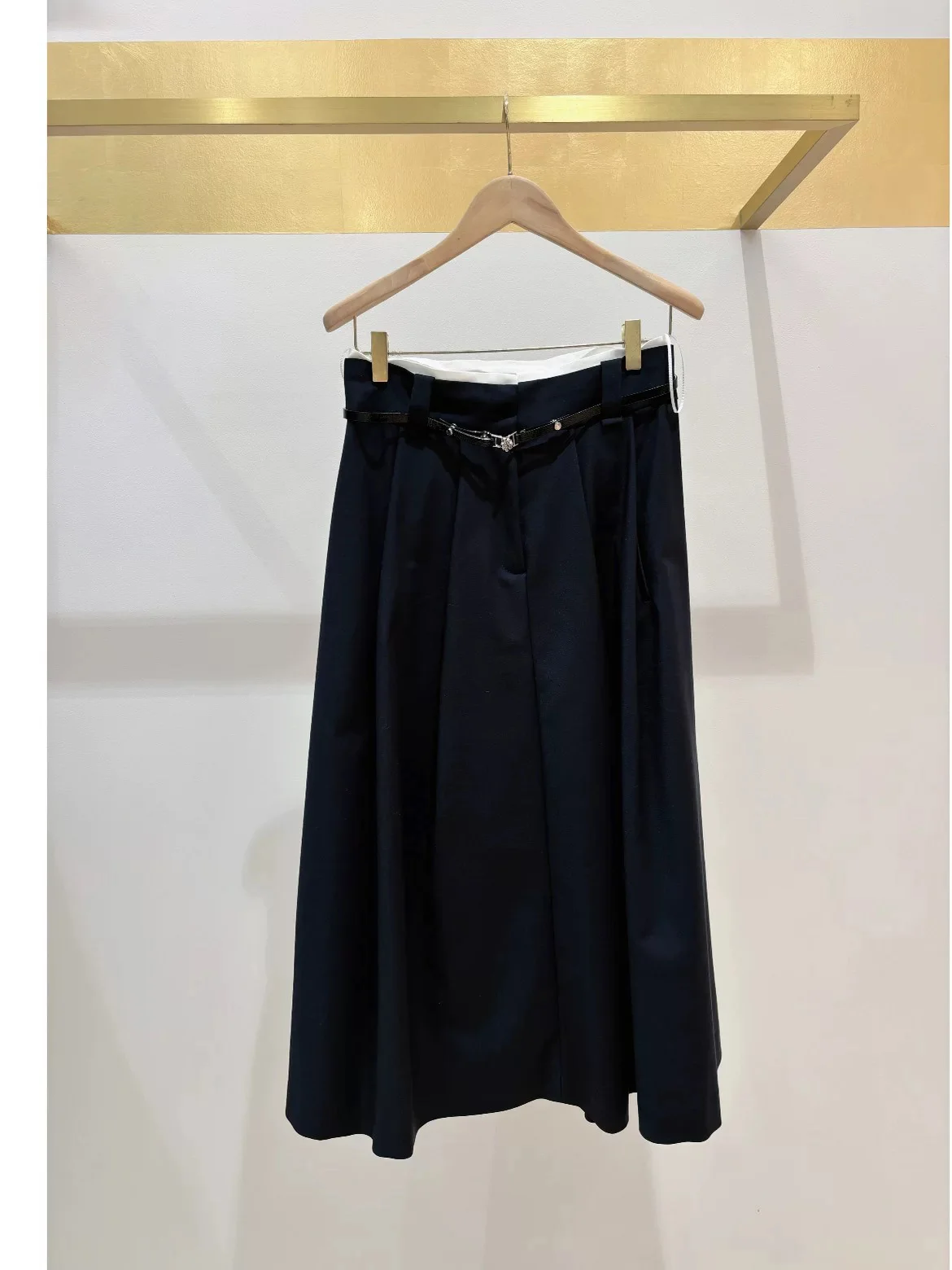 

M Home Autumn Winter New Faion Belted A-Line Midi Skirt High Waist Full Skirt Commute f Body Skirt French Sle Cotton H...