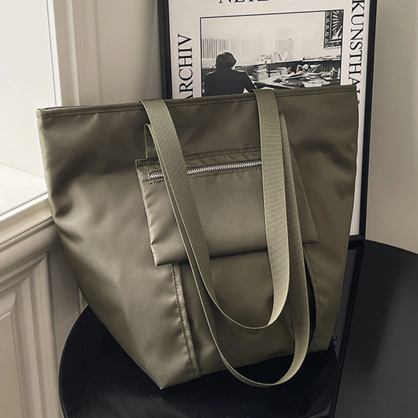 

Новинка 202, большая вместительная корейская нейлоновая сумка-тоут, женская пригородная сумка, повседневная сумка с двойным ремешком, вертикальная сумка-мав