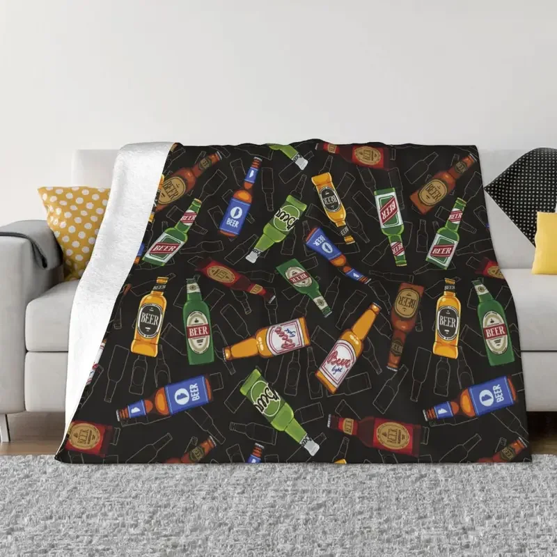 Beer Bottles Blanket Fleece Spring Autumn Multifunction Lightweight Thin Throw Blankets for Bedding Outdoor Rug Piece