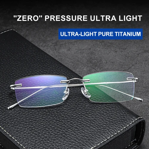 Imagen 2 del producto Vicky-gafas de lectura de titanio ultraligeras para hombres, montura Simple, gafas de miopía sin montura, gafas graduadas personalizadas, moda, nuevo,lentes opticos para mujer,lentes opticos para hombre,lentes opticos