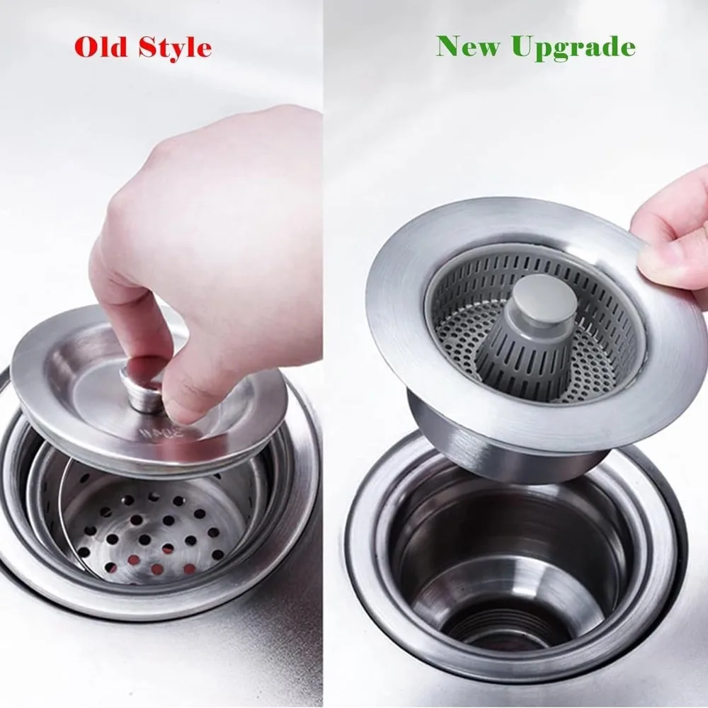 New 3 in 1 Filter Sink Leak-proof Plug Stopping Blockage Sink Strainer Bouncing Core Kitchen Tool Drain Basket