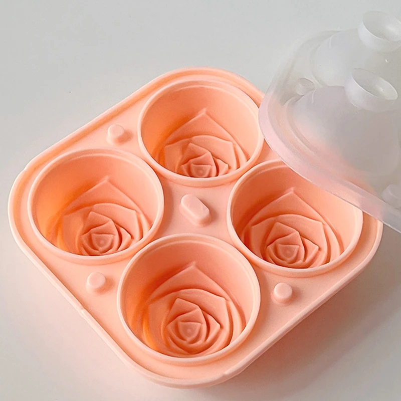 

1pc Elegant Rose Shaped Ice Cube Mold Reusable Food Grade Silicone IceTray Ice Ball Mold for Effortless Dessert Summer Drinks