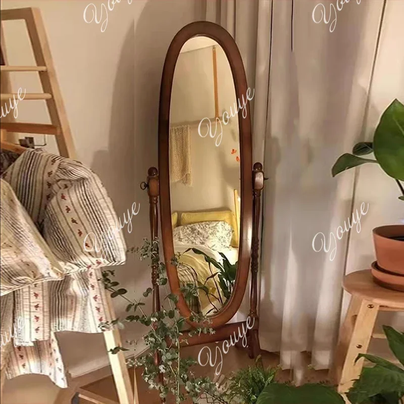 

A-XM деревянное зеркало из ротанга для спальни, корейский стиль, напольное милое длинное эстетичное стоящее зеркало, винтажное кафес, продукт для дома