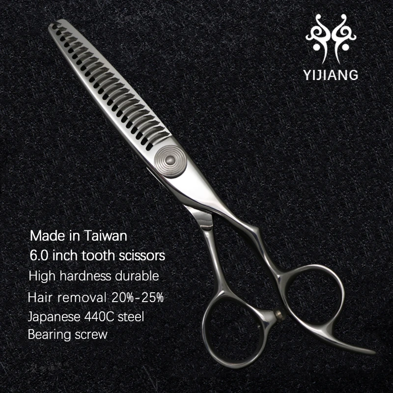 Yijiang 6.0 Inch 22 Teeth CNC Professional Special Tooth Shaped Barber Scissors Haircut Shears Hair Thinning Scissors For Barber