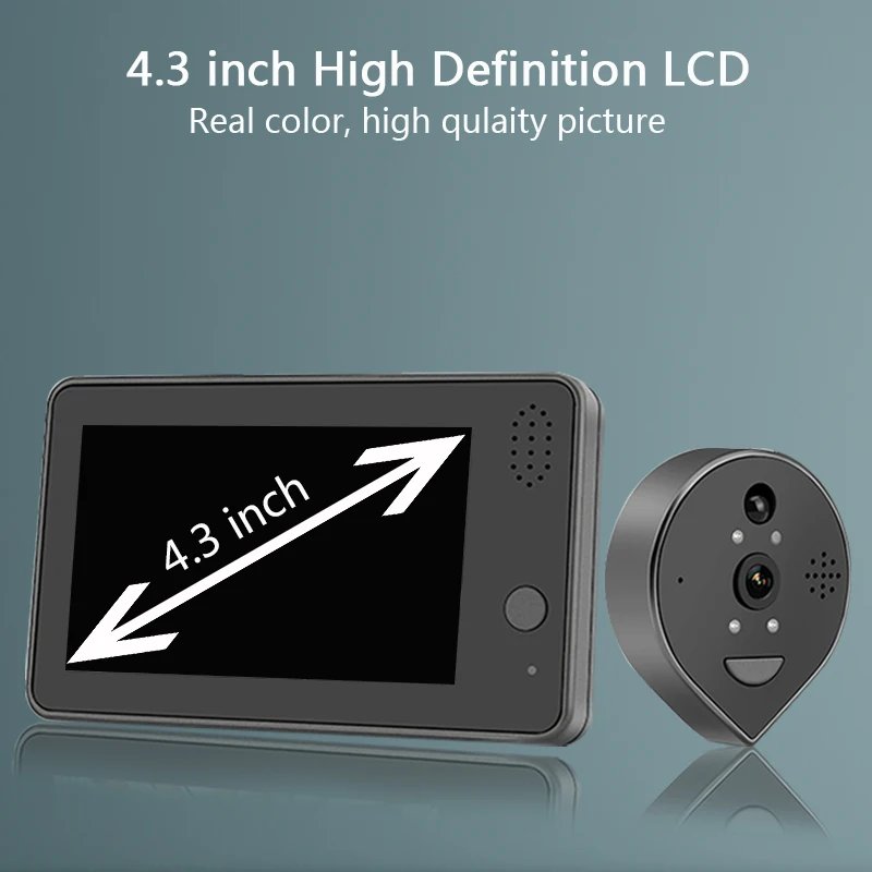 1080P Smart Wifi Video Doorbell 4.3 Inch Screen Home Peephole Camera Doorbell Smart Tuya App Night PIR Motion Detection Camera