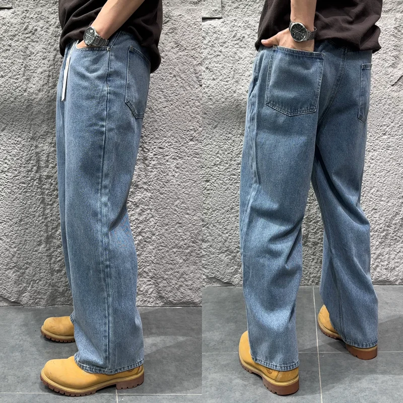 Washed Cotton Men's Loose Wide-Cut Jeans High Street Style Comfortable Breathable Autumn Winter New Arrival Jeans by GARAGE MAN