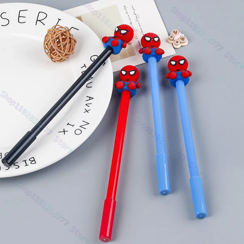 12/48pcs Spider Man Unisex Pen Cartoon Signature Pen Student Stationery 0.38mm Full Needle Ball Pen School Writing Tool