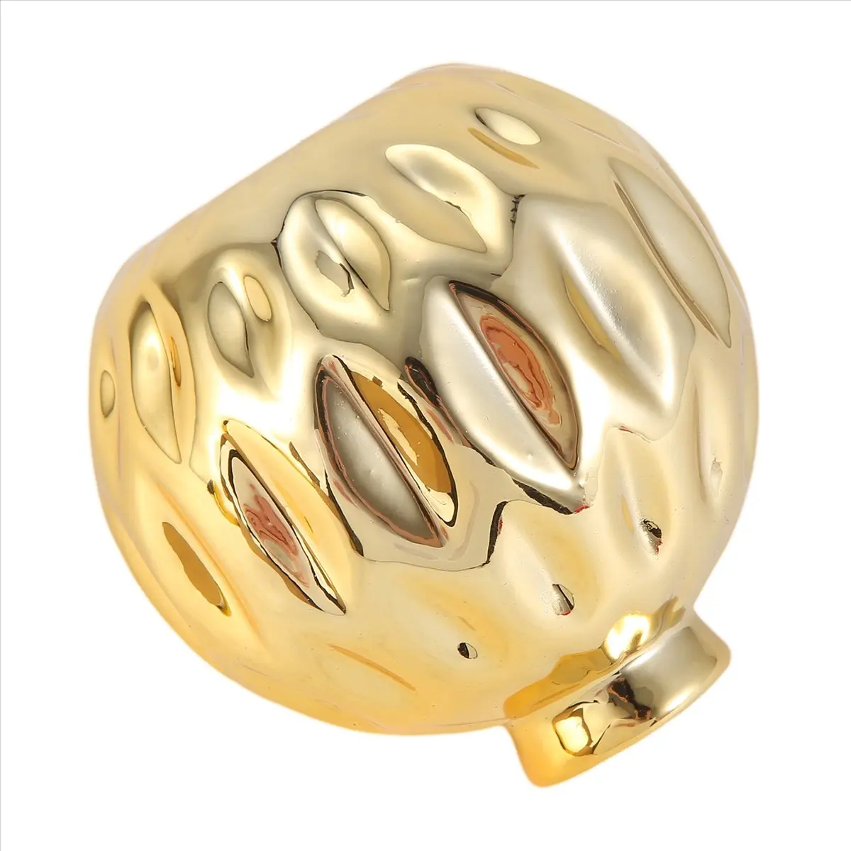 newA10R Ceramic Small Vase Small Flower Embossed Fish Lip Pattern Crafts Home Decorations (Gold)