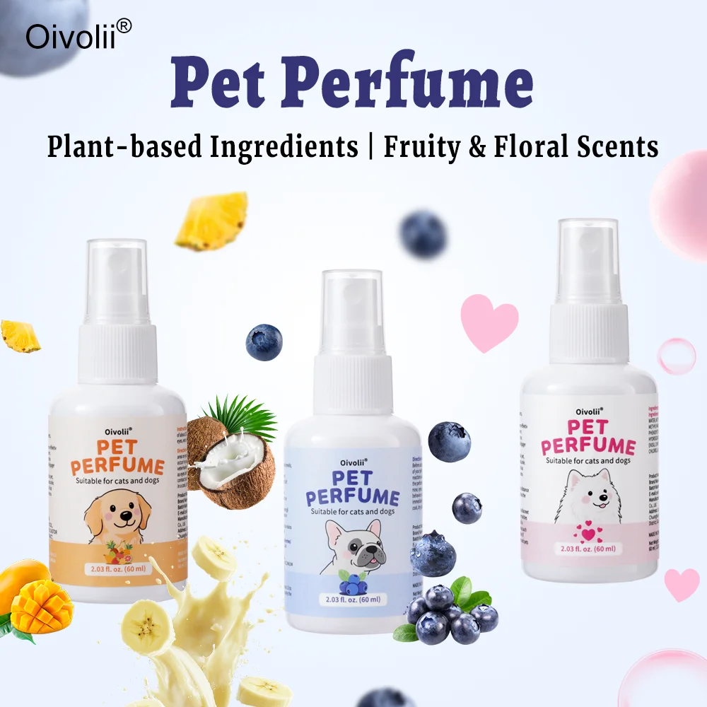 Pet Perfume Spray for Dogs Cat Plant Based Long Lasting Odor Eliminator Floral Fruit Scents Portable Travel Size Pet Deodorizing