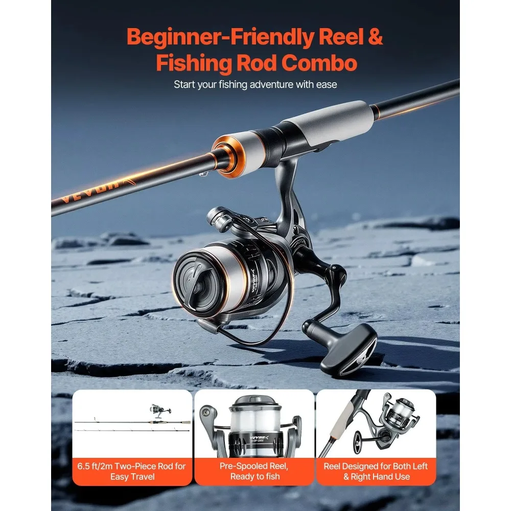 Carbon Fiber Bass Fishing Pole Combo 6.5 ft Two-Piece Rods 6+1 Ball Bearings Stainless Steel Guides Ceramic Rod Fishing view 2