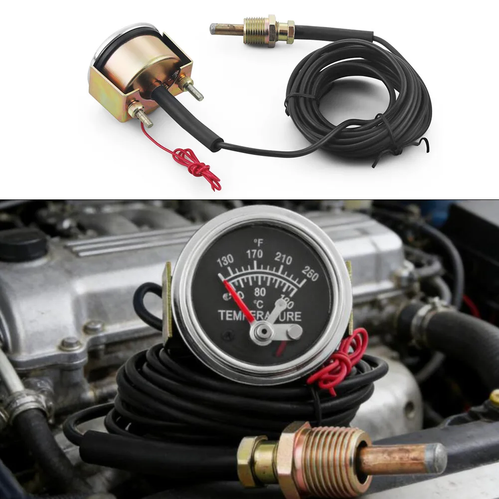 52mm Water Temperature Gauge 130-250F Automotive Instrument Panel Temperature Switch For Engine Coolant Oil Monitoring