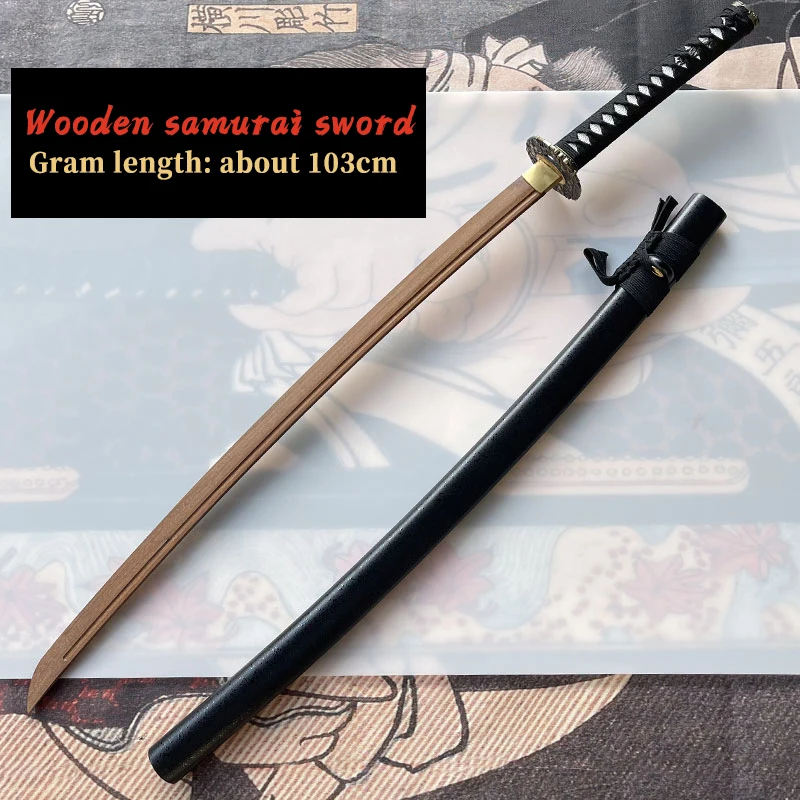 103cm drewniane katana z brązu jelca Iaido drewniane kendo praktyka drewniane miecz szkolenia bambusa samuraj Uchikatana zabawki