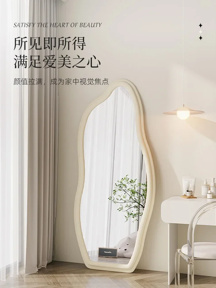 

Internet celebrity full body mirror, home light luxury style dressing mirror, wall mounted French retro floor mirror, bedroom w